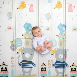 Tappeto Pieghevole Bambini 200x150 Antiscivolo Imbottito Doppia Grafica