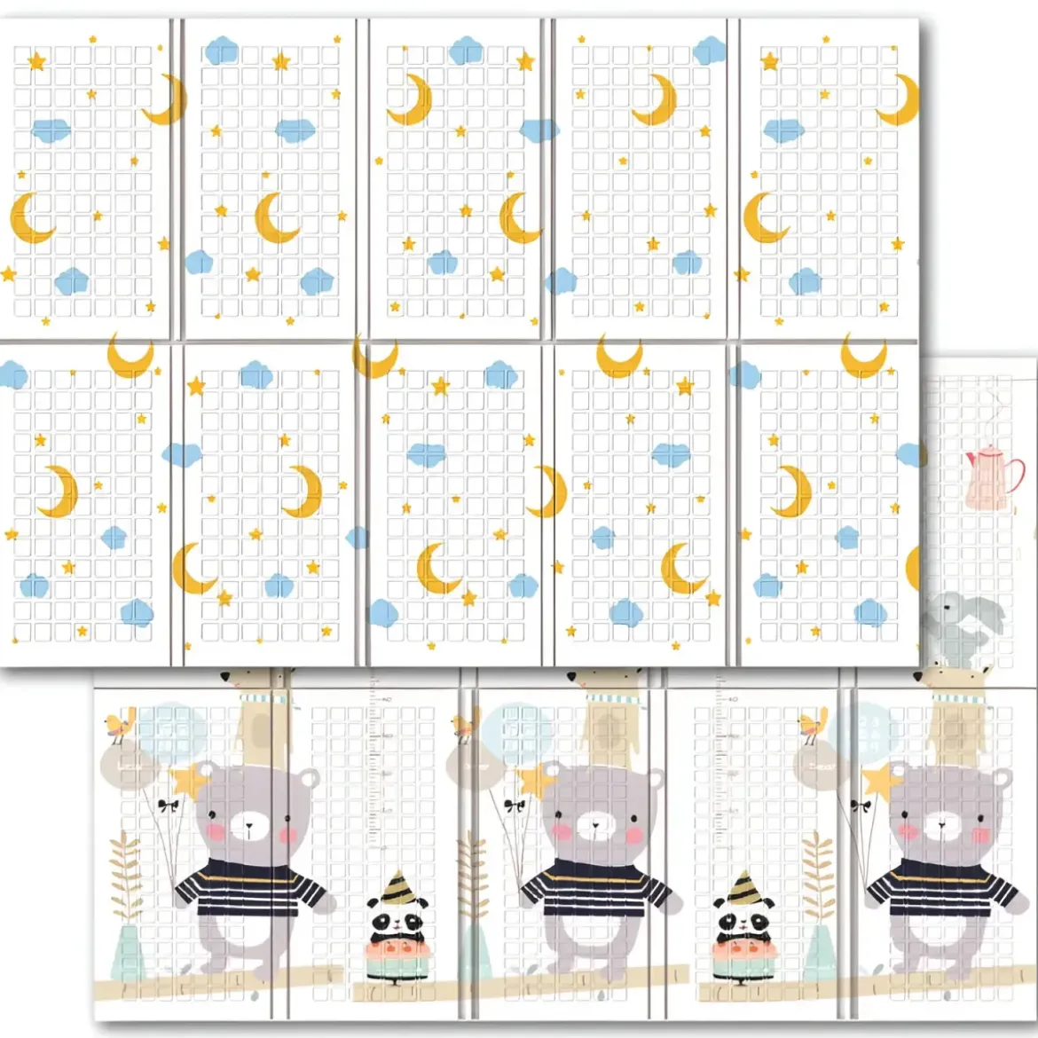 Tappeto Pieghevole Bambini 200x150 Antiscivolo Imbottito Doppia Grafica