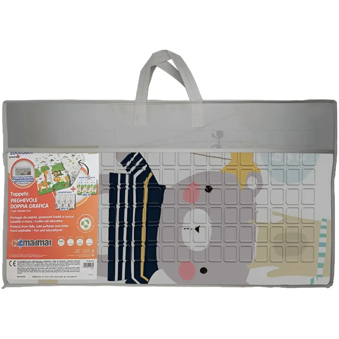 Tappeto Pieghevole Bambini 200x150 Antiscivolo Imbottito Doppia Grafica