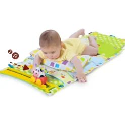 Tappeto Pieghevole Neonato Bambino Musicale con Cuscino 80x120x8 cm