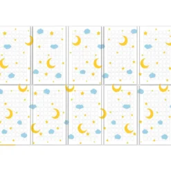 Tappeto Pieghevole per Bambini Doppia Grafica Luna Safari per Cameretta