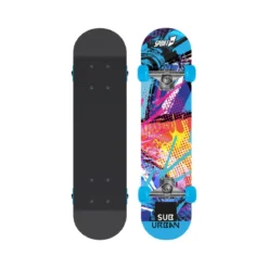 Tavola da Skateboard Nero 80 cm Max 100 kg Bambino in Legno Skate Completo Ruote
