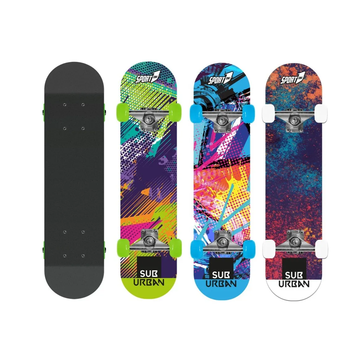 Tavola da Skateboard Nero 80 cm Max 100 kg Bambino in Legno Skate Completo Ruote