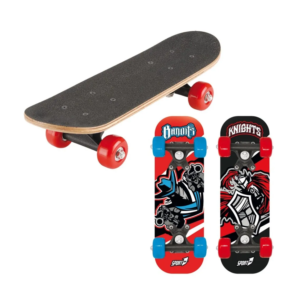 Tavola da Skateboard Nero 43 cm Max 20 kg Bambino in Legno Skate Completo Ruote