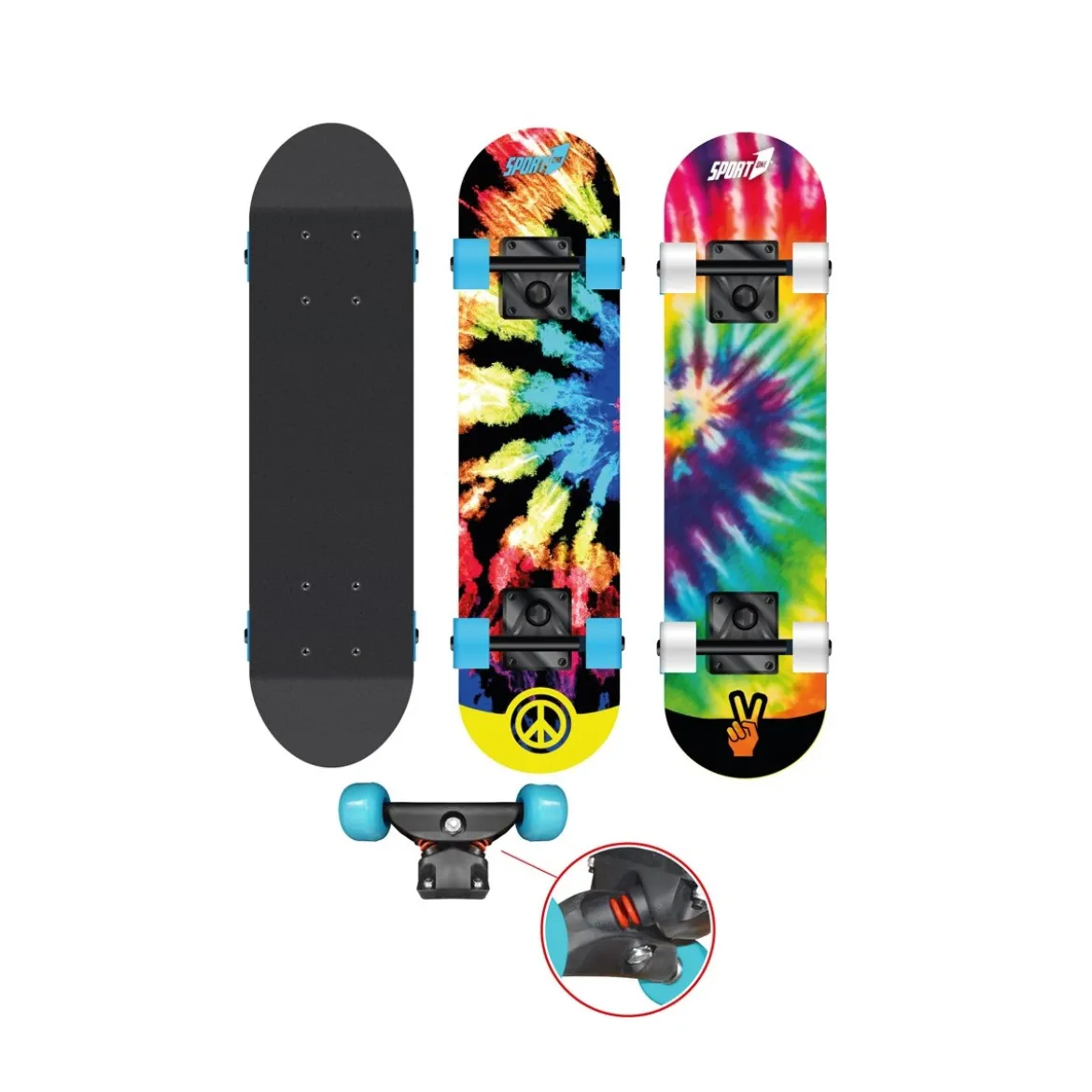 Tavola Skateboard Bambino 70 cm in Legno Ruote Max 50 kg Skate per Ragazzi Hippy