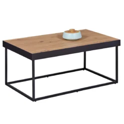 Tavolino Basso da Caffe Tavolo con in Legno MDF Struttura Metallo Nero