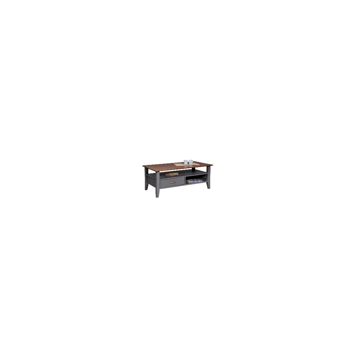 Tavolino Basso in Legno da Caffe 115x60 Grigio Tavolo Soggiorno