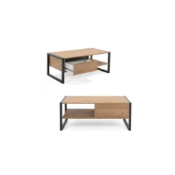 Tavolino Caffe Basso 100 Quercia Tavolinetto Rettangolare Moderno Salotto Design