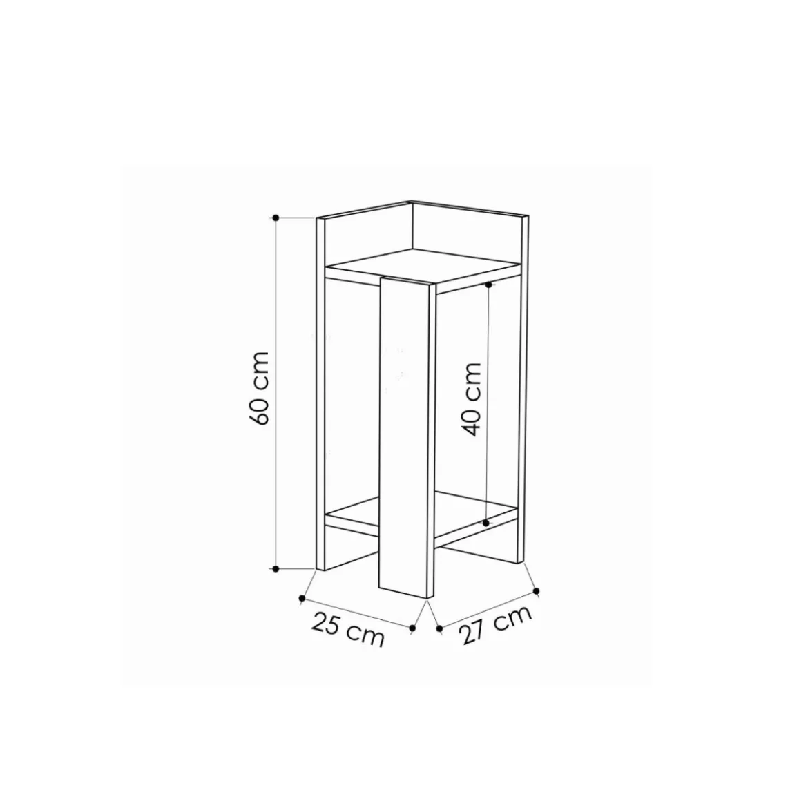 Tavolino comodino di Design Elos Destro Bianco 27x25x60cm
