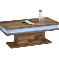 Tavolino da Caffè 100 cm con LED Acero Rettangolare da Soggiorno