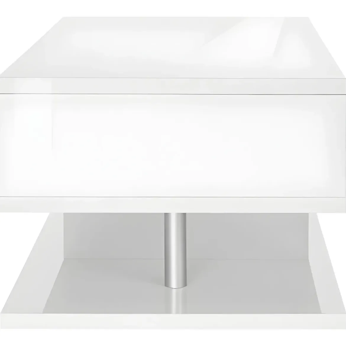 Tavolino da Caffè 90 cm in Legno Bianco 2 Ripiani da Soggiorno Moderno