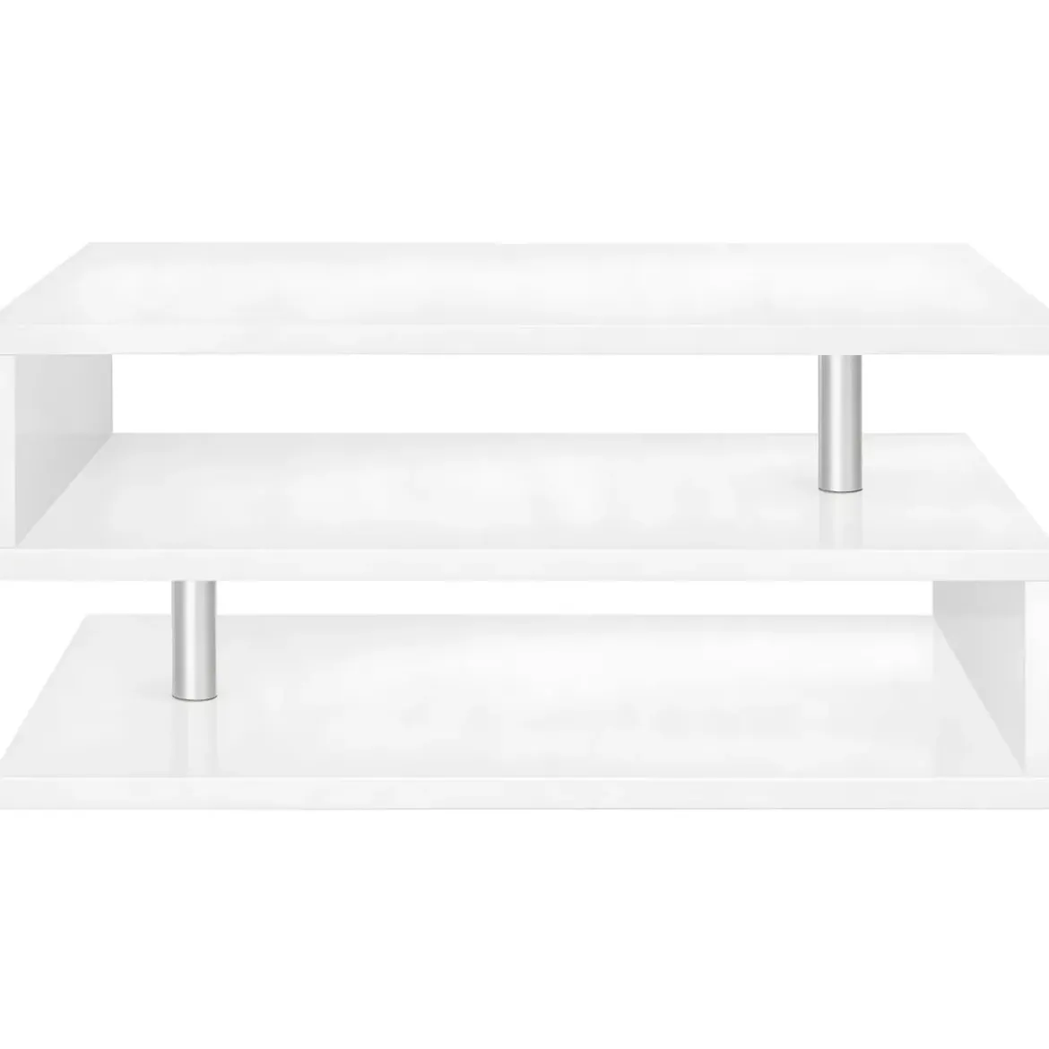 Tavolino da Caffè 90 cm in Legno Bianco 2 Ripiani da Soggiorno Moderno