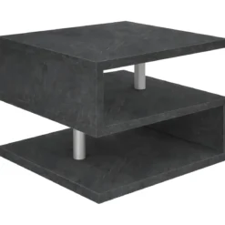 Tavolino da Caffè 55 cm in Legno Report 2 Ripiani da Soggiorno Moderno