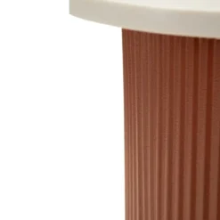 Tavolino da Caffè 53 cm Metallo Piano MDF Marmo Sintetico Rosso Bianco
