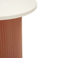 Tavolino da Caffè 53 cm Metallo Piano MDF Marmo Sintetico Rosso Bianco