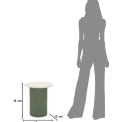 Tavolino da Caffè 45 cm Metallo Piano MDF Marmo Sintetico Verde Bianco