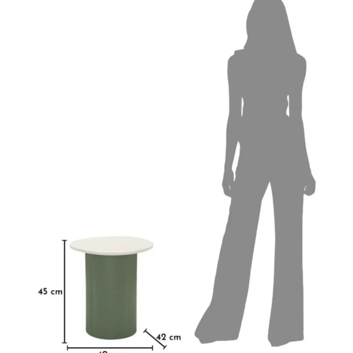 Tavolino da Caffè 45 cm Metallo Piano MDF Marmo Sintetico Verde Bianco