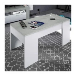 Tavolino da Caffe Bianco Cemento Contenitore Moderno Divano Tavolinetto Salotto