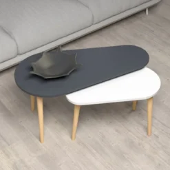 Tavolino da Caffè in Legno Antracite e Bianco Tavolino dal Design Moderno