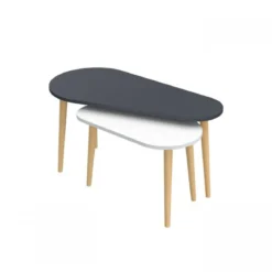 Tavolino da Caffè in Legno Antracite e Bianco Tavolino dal Design Moderno