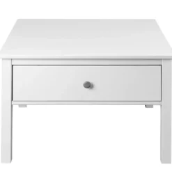 Tavolino da Caffè Quadrato 70x70 da Salotto in Legno Bianco con Cassetto