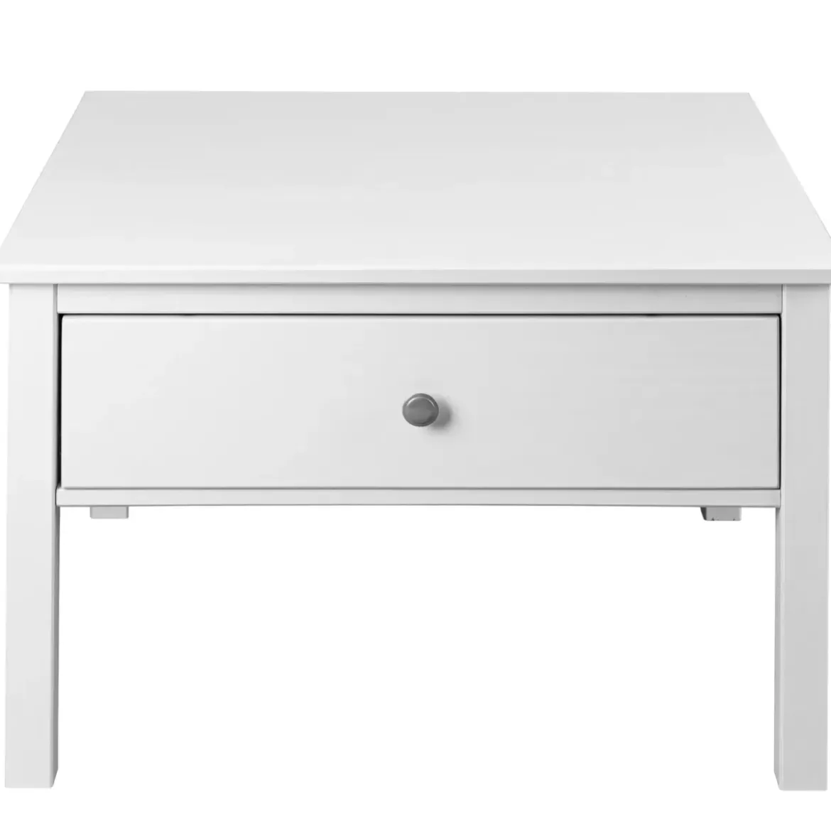 Tavolino da Caffè Quadrato 70x70 da Salotto in Legno Bianco con Cassetto
