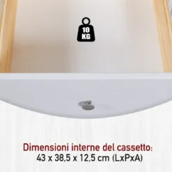 Tavolino da Caffè Rettangolare 110x70 da Salotto Legno Bianco Cassetto