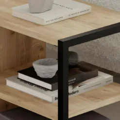 Tavolino da Caffè Salotto Moderno Basso con 1 Ripiano Rovere Nero