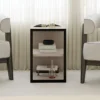 Tavolino da Caffè Salotto Moderno Basso con 1 Ripiano Tortora Nero