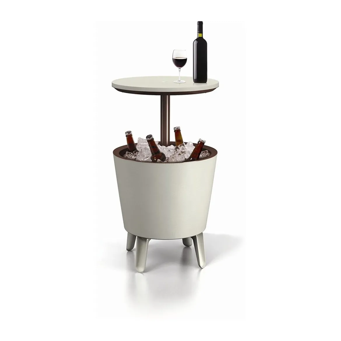Tavolino da Cocktail in Resina Mini Bar Esterno 50x50 Bianco Portaghiaccio Party