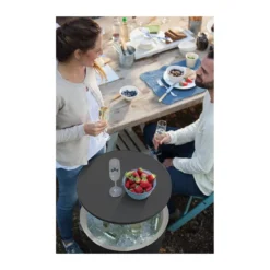 Tavolino in Resina da Cocktail 50x50 Grigio Portaghiaccio Esterno Tondo Piscina