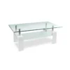 Tavolino in Vetro da Caffe 110x60 Bianco Tavolo Basso da Salotto