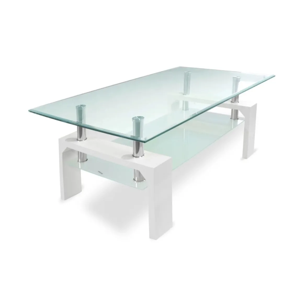 Tavolino in Vetro da Caffe 110x60 Bianco Tavolo Basso da Salotto