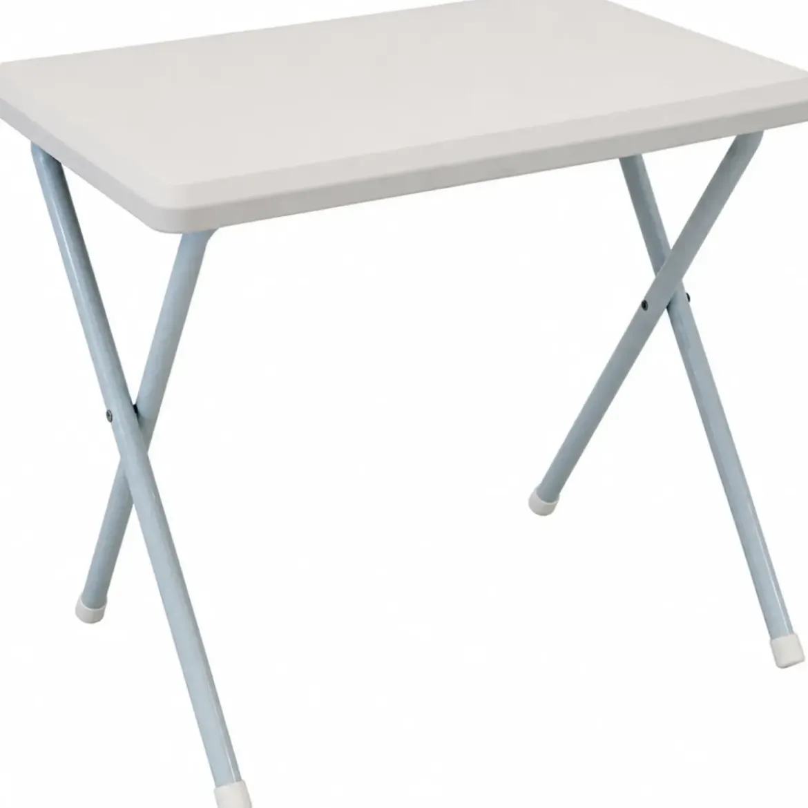 Tavolino Pieghevole Bianco in PVC Acciaio da Esterno 52x37x47 cm