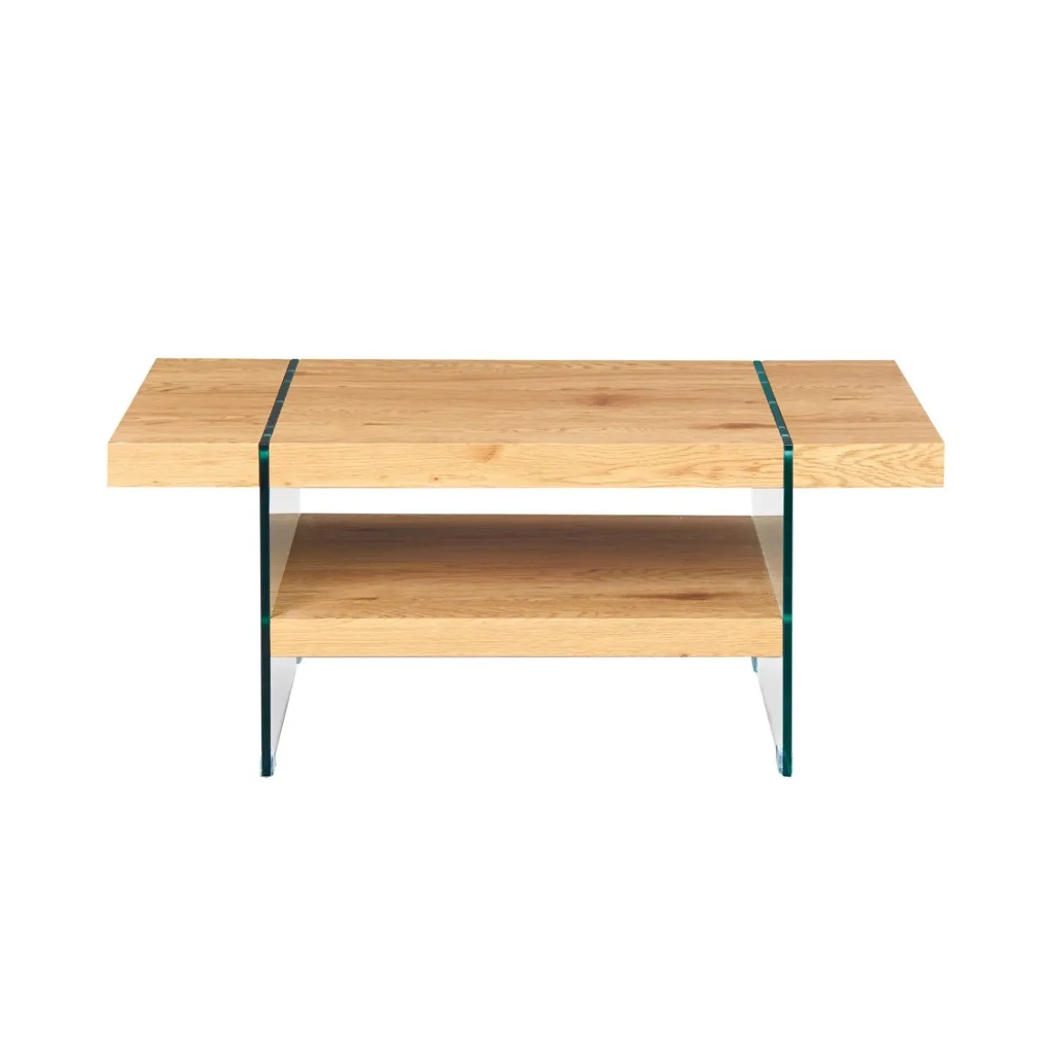 Tavolino Quercia da Caffe in Legno Vetro Design Moderno Salotto Soggiorno Divano