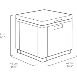 Tavolino Termico Contenitore Porta Ghiaccio da Esterno Grafite Rattan
