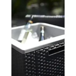 Tavolino Termico Contenitore Porta Ghiaccio da Esterno Grafite Rattan