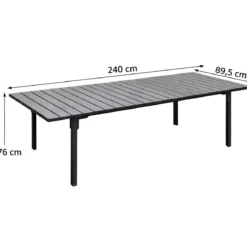Tavolo Allungabile 180/240 Acciaio Antracite Effetto Legno da Esterno