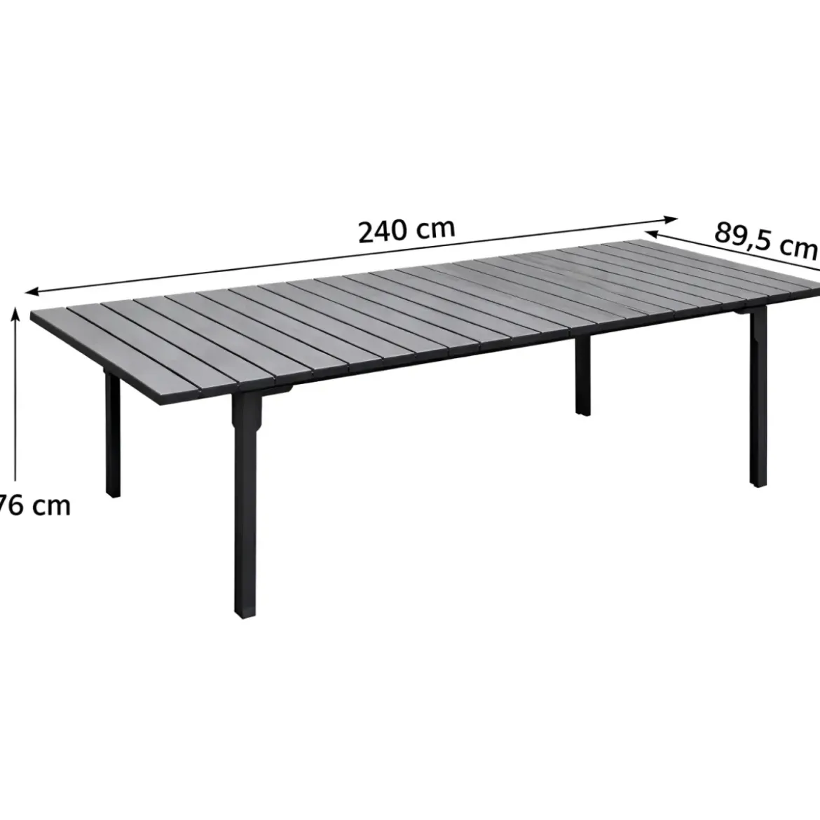 Tavolo Allungabile 180/240 Acciaio Antracite Effetto Legno da Esterno