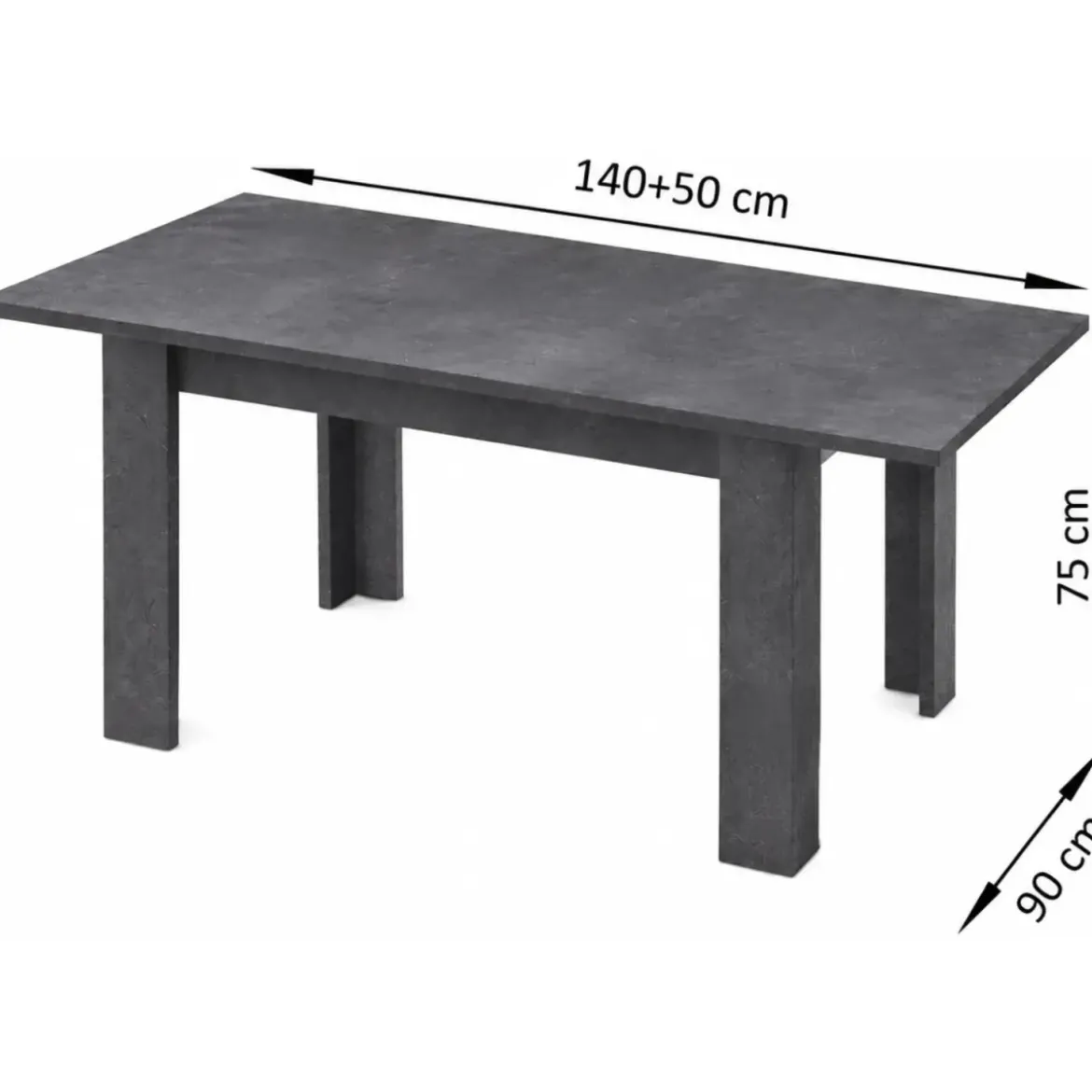 Tavolo Allungabile 140-190 cm in Legno Ardesia Moderno da Salotto