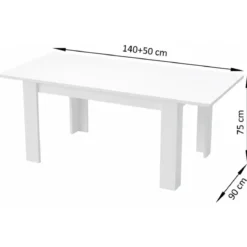 Tavolo Allungabile 140-190 cm Legno Bianco Lucido Moderno da Salotto
