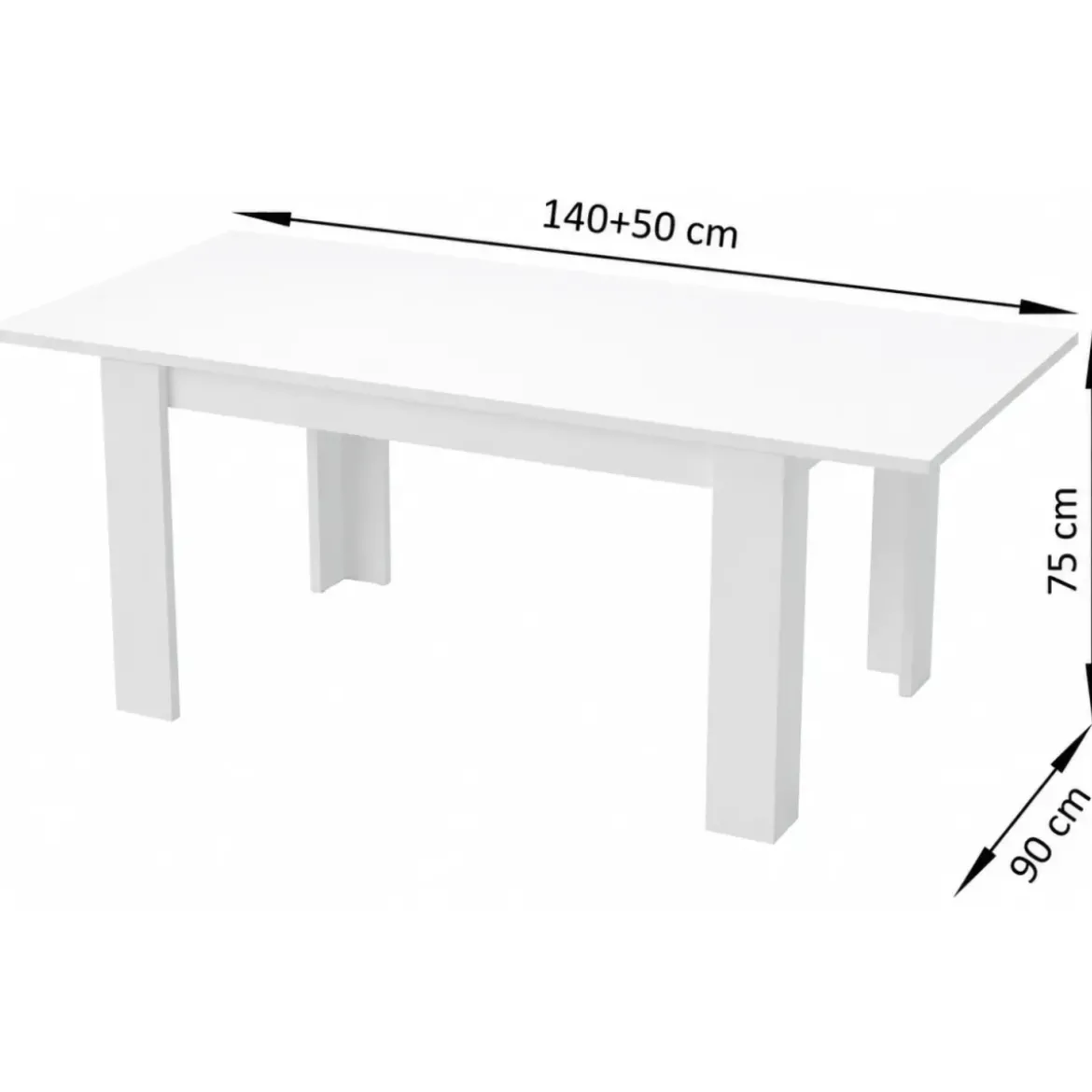 Tavolo Allungabile 140-190 cm Legno Bianco Lucido Moderno da Salotto