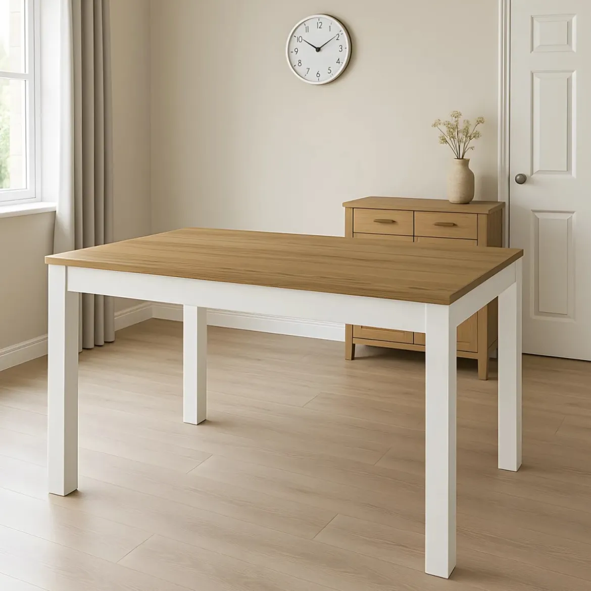 Tavolo Allungabile da Pranzo 140x80 cm Noce e Bianco