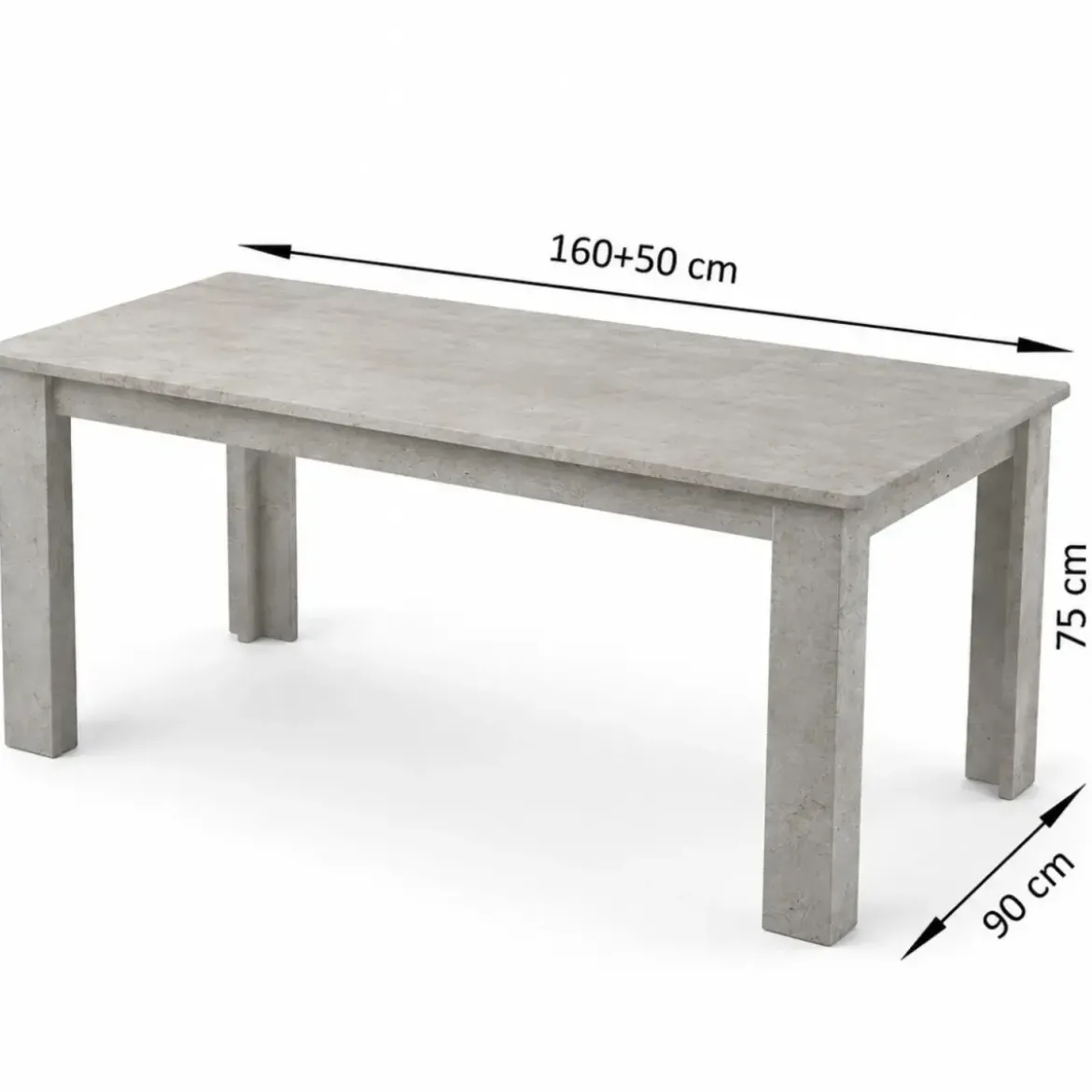 Tavolo Allungabile 160-210 da Pranzo in Melaminico Bianco Cemento