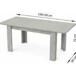 Tavolo Allungabile in Legno 140-190 cm da Salotto Grigio Cemento