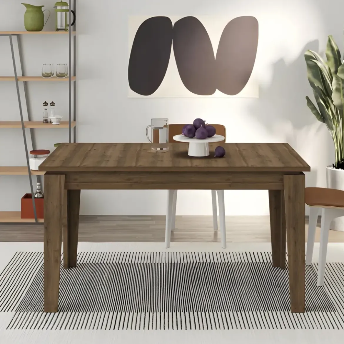 Tavolo Allungabile Pranzo Rettangolare 120-170x80 Noce Effetto Legno