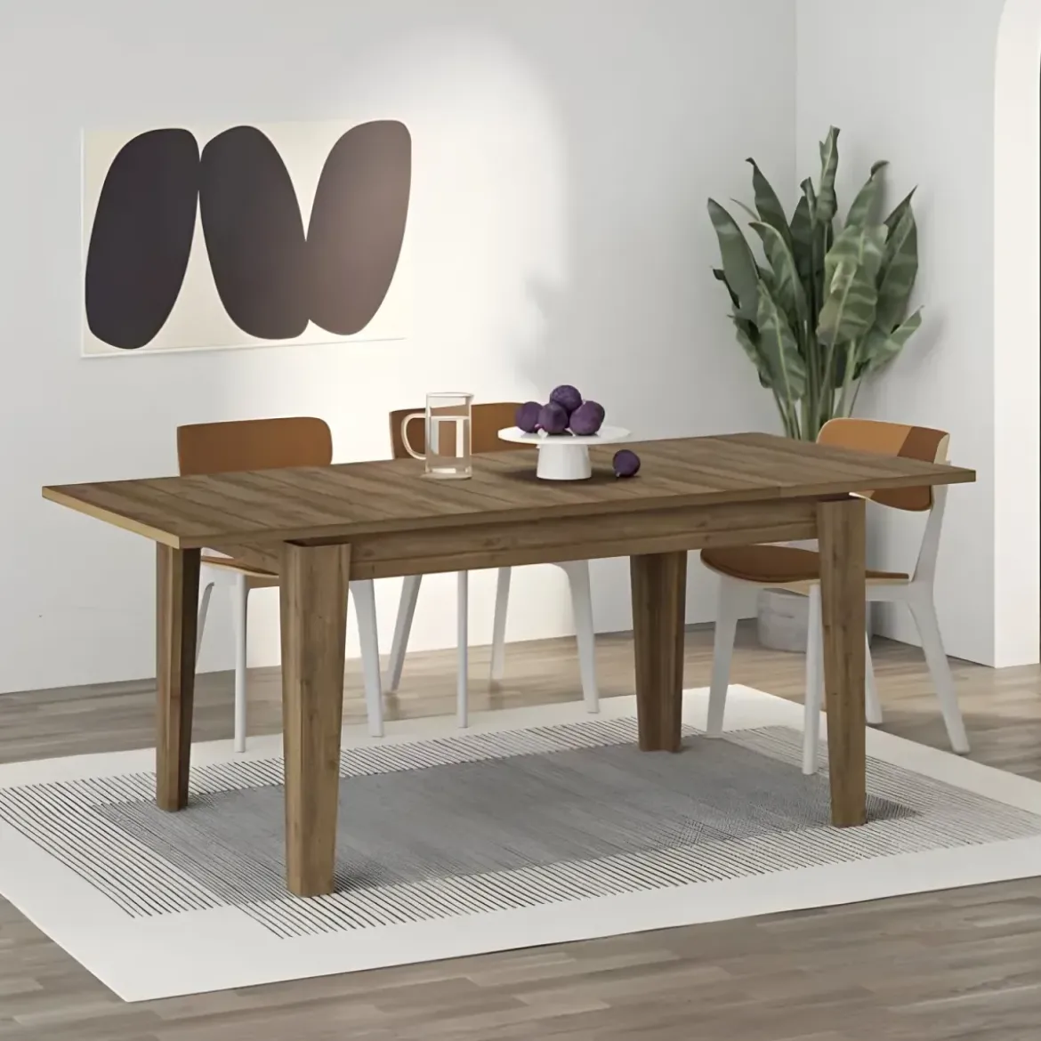 Tavolo Allungabile Pranzo Rettangolare 120-170x80 Noce Effetto Legno