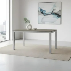 Tavolo Allungabile Pranzo Rettangolare 120x80 Alluminio Larice Grigio