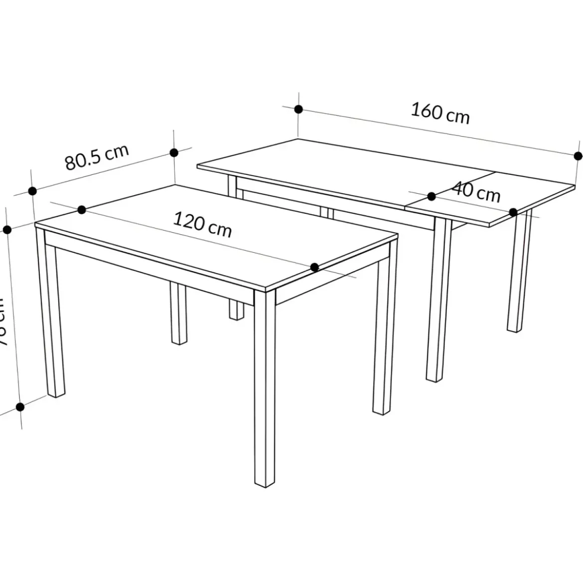Tavolo Allungabile Pranzo Rettangolare 120x80 Alluminio Larice Grigio