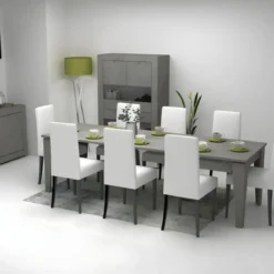 Tavolo Allungabile Salvaspazio da Salotto Cemento Console 90x50 con 5 Prolunghe